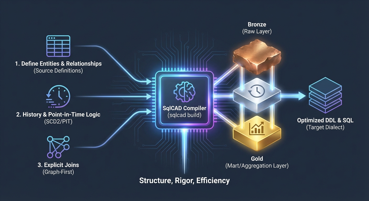Introducing SqlCAD: The Compiler for Data Warehouse Modeling
